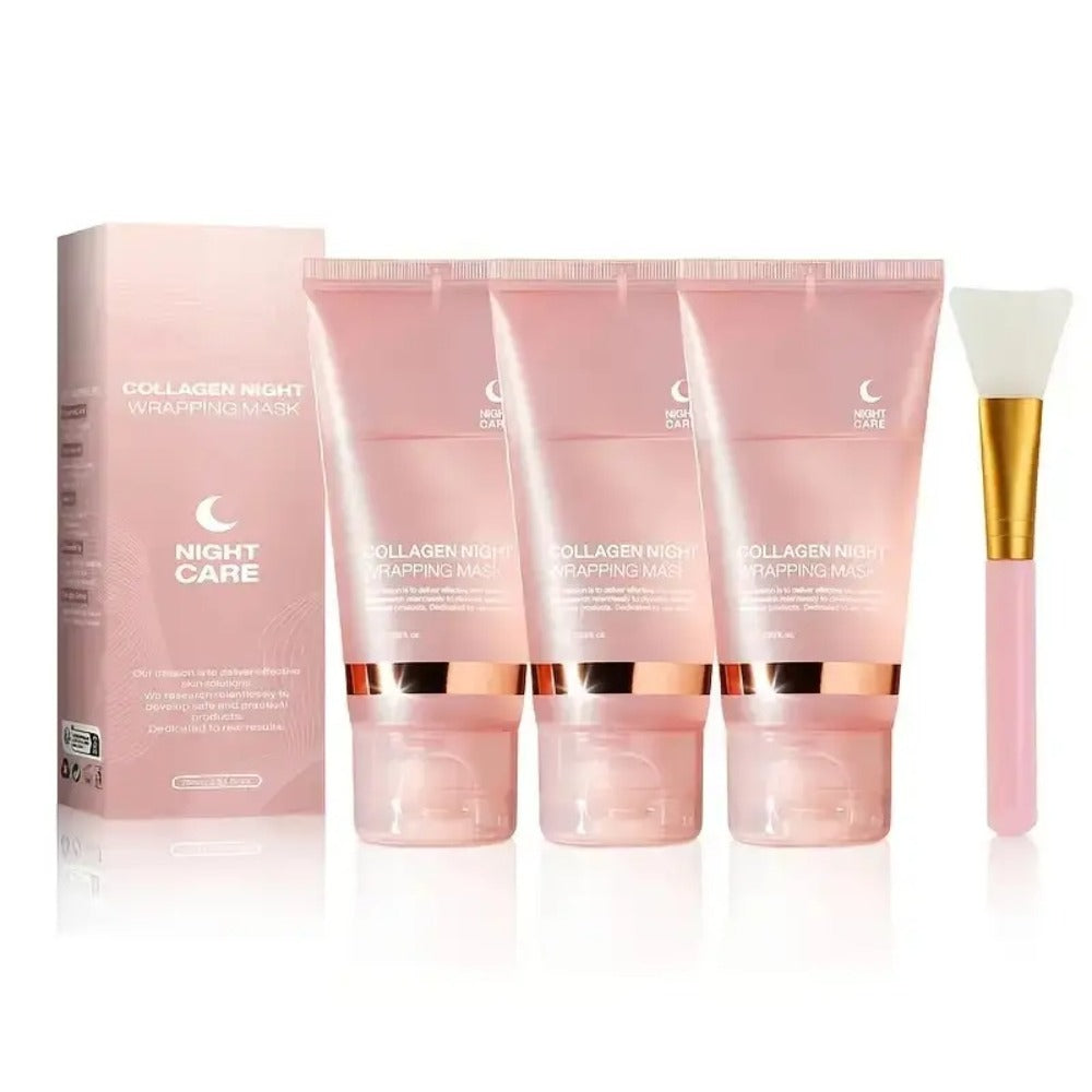 Collagen Night Mask with Brush Overnight Face Mask Sleeping Mask Elasticity Skin Care for All Skin Types