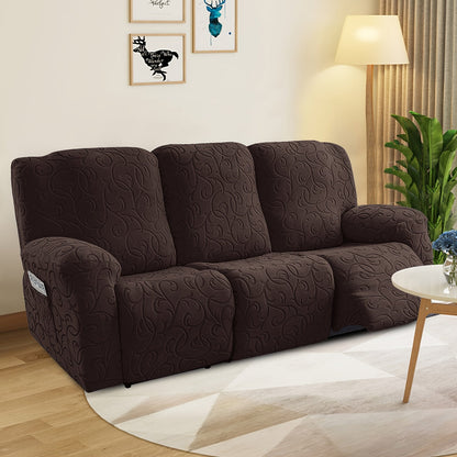 Recliner Slipcover, One-Piece Hooked Chenille Stretch Cover for Three-Seat Sofa in Three Colors