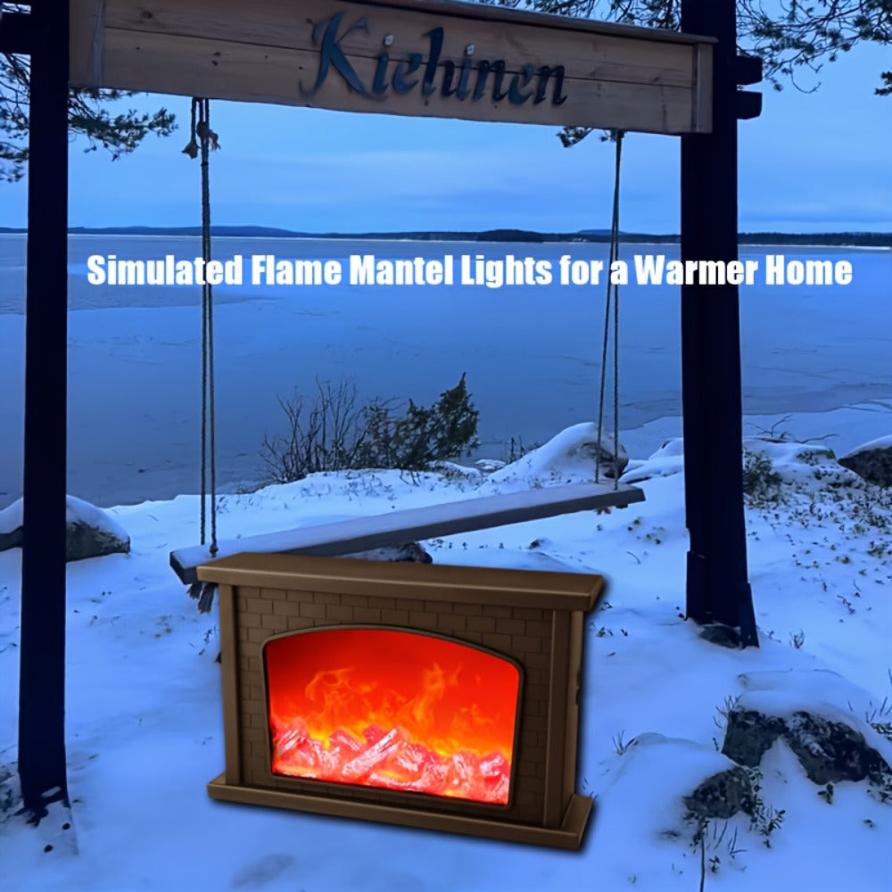 Simulated Charcoal Flame Fireplace Light, Battery & USB Powered Vintage Indoor Mood Light for Christmas Halloween Patio Decoration