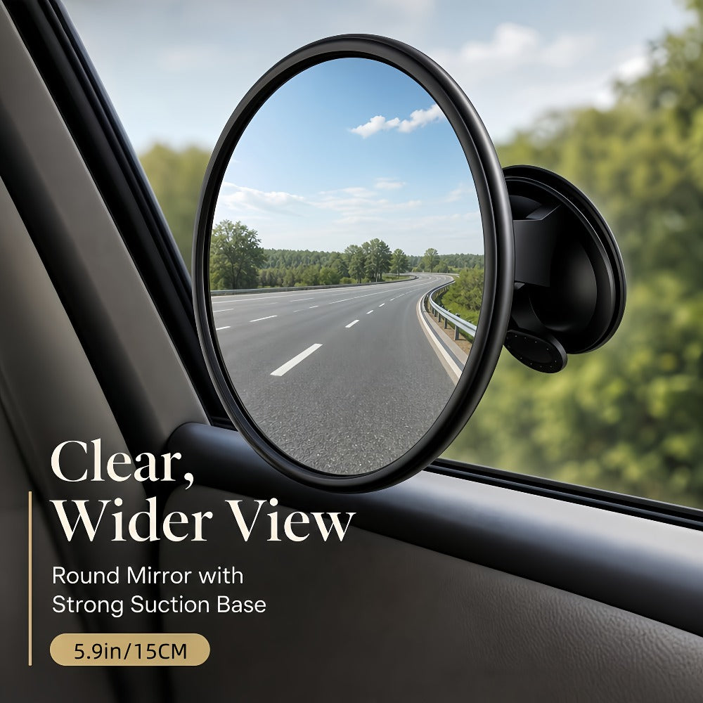 Convex Car Rearview Mirror 360° Rotating – Wide Angle Blind Spot Mirror with Silicone Suction Cup Mount for Cars Trucks SUVs Motorcycles