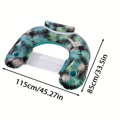 Striped Inflatable Pool Float for Adults – Heavy-Duty PVC Raft Lounge Chair with Cup Holders, Leak-Proof Design for Lake River Ocean Beach