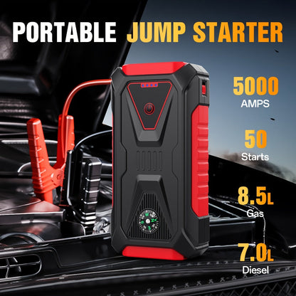 TM26 Jump Starter with 74Wh Checkout Label, Red-and-Black Case, Clamp Leads and Digital Display