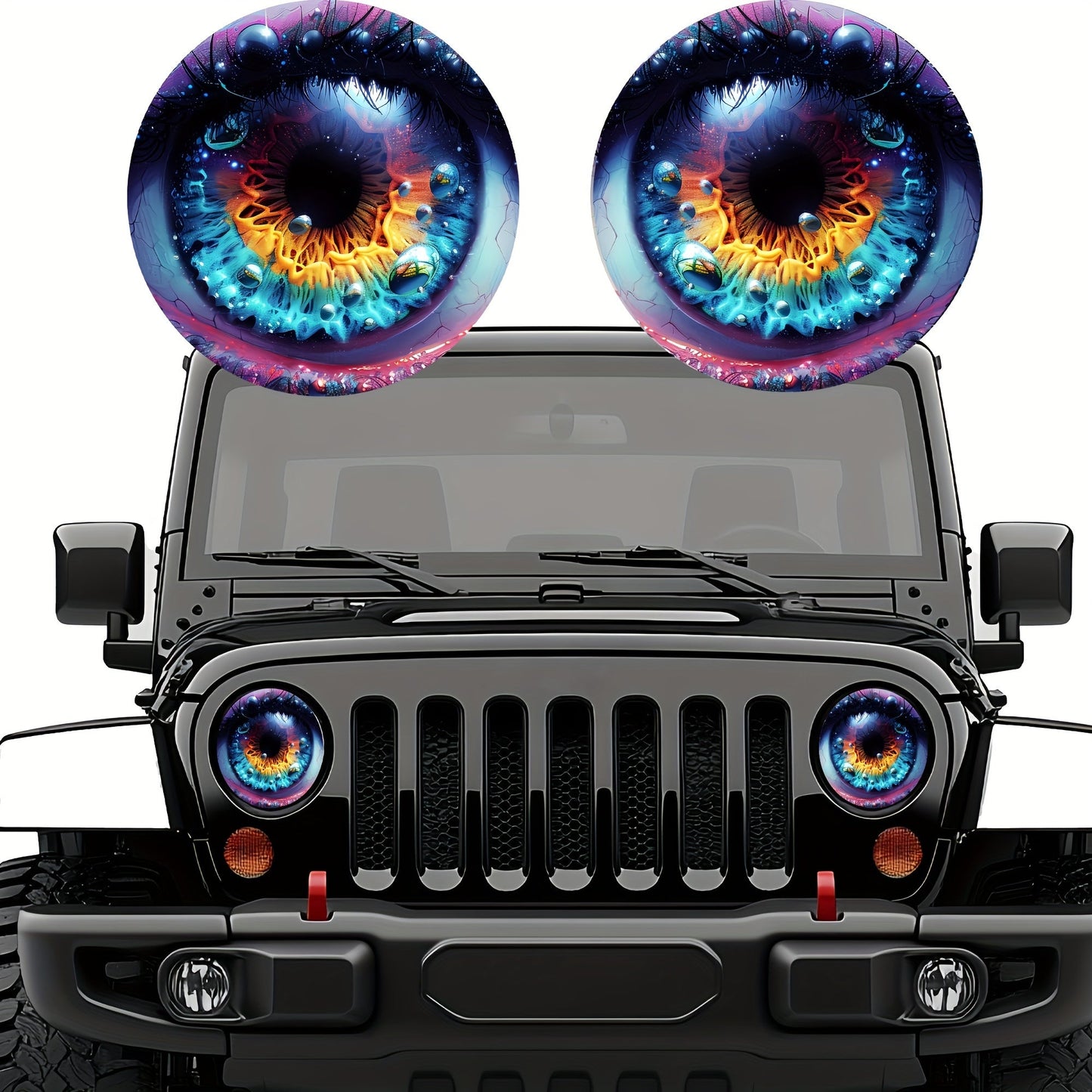 3D Beast Eye Headlight Stickers – Funny Car Headlight Decals for Jeep Round Headlights, Truck Body, Bumper & Window Decoration