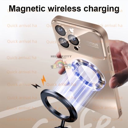 Phone Case Matte Titanium-Finish Cover with Built-In Glass Lens Protector for Select iPhone Models