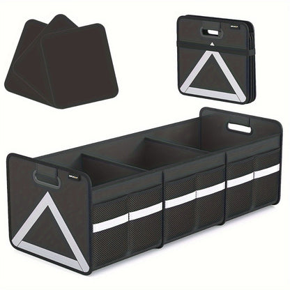 30-Inch Foldable Car Trunk Organizer with Multi-Pocket Storage, Reflective Triangle and Black or Pink Finish
