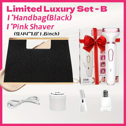 4-in-1 Electric Shaver for Women Rechargeable Wet & Dry Painless – Face Nose Legs Underarm Bikini Trimmer Portable Cordless Grooming Kit