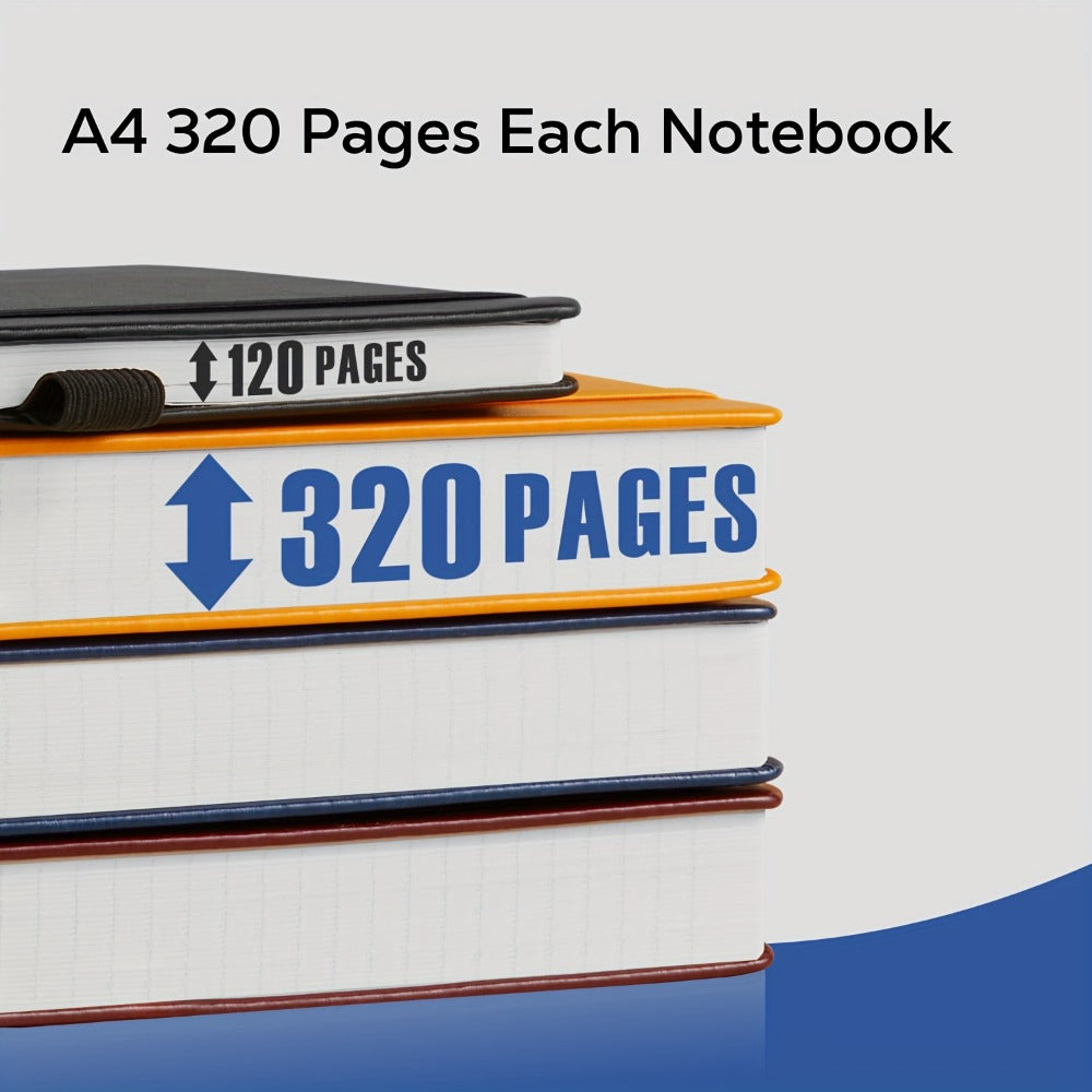 A4 Hardcover Lined Journal Notebook 320 Pages, Faux Leather College Ruled Notebook with 100GSM Thick Pages