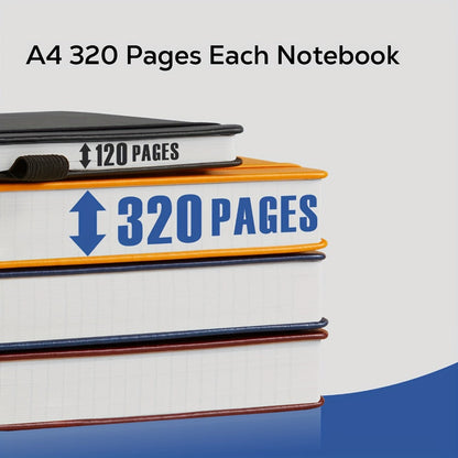 A4 Hardcover Lined Journal Notebook 320 Pages, Faux Leather College Ruled Notebook with 100GSM Thick Pages