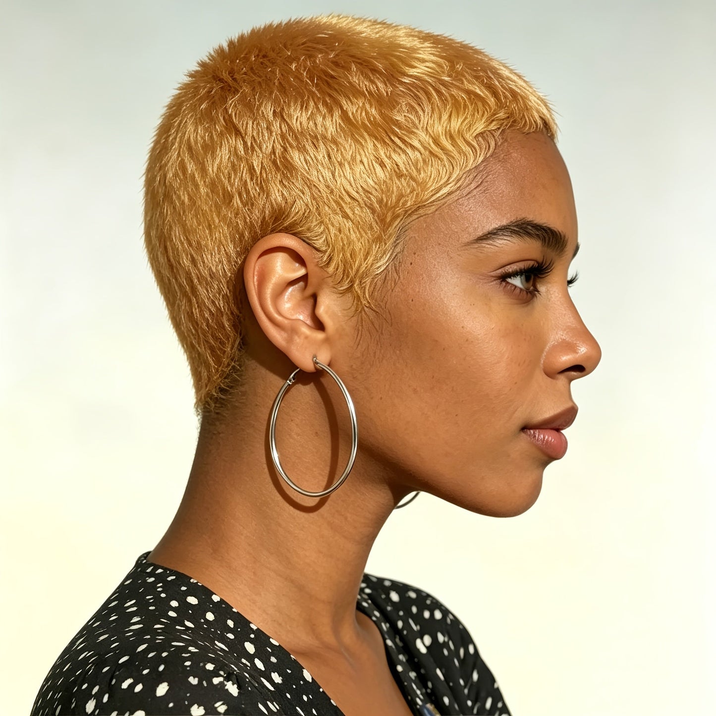 Short Pixie Human Hair Wig, 4-Inch Length in 1B Black, 99J Burgundy, #30 or #27 Color Options