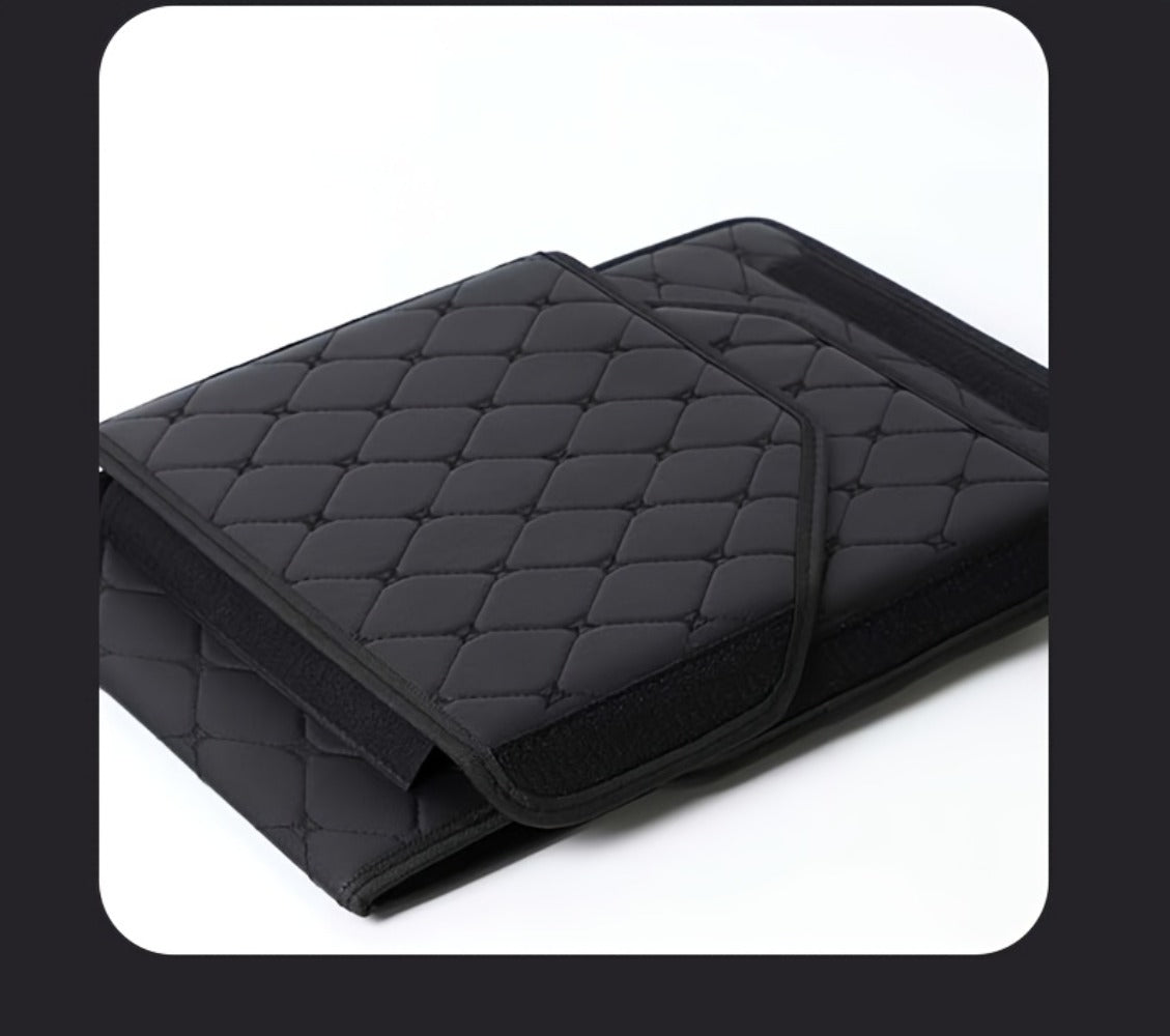Car Trunk Organizer, Foldable Faux Leather Bow-Detail Box in 30L or 35L Size with Pink and Black Options
