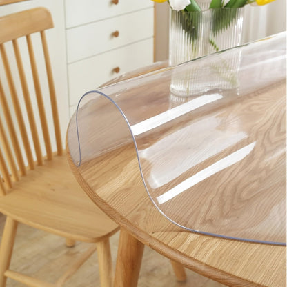 Round Clear PVC Table Cover Protector – 1.5mm Thick Vinyl Tablecloth Pad, Waterproof, Heat-Resistant, Easy to Clean