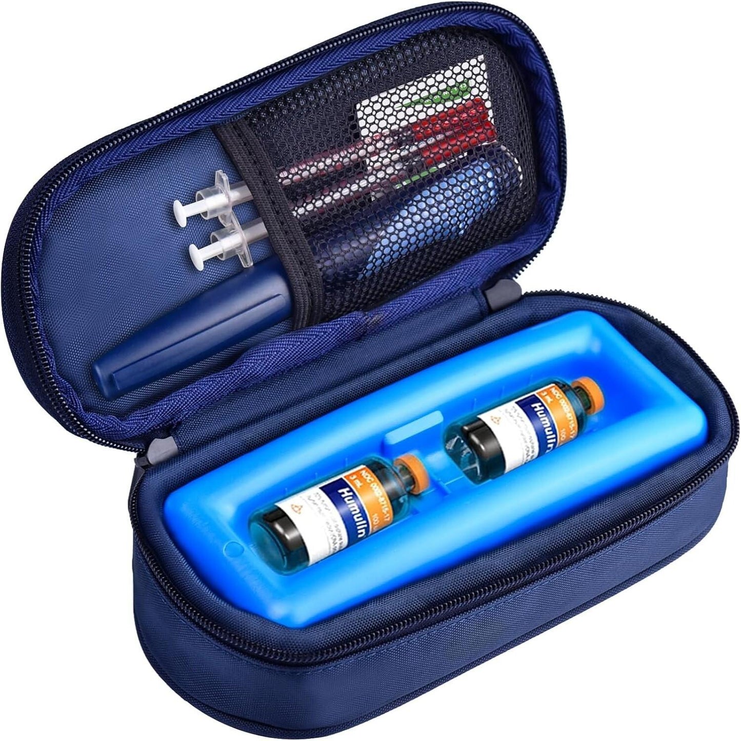 Insulated Insulin Vial Travel Case, Diabetic Supply Bag with Ice Brick, Compact Portable Cooler Kit for Medication Storage