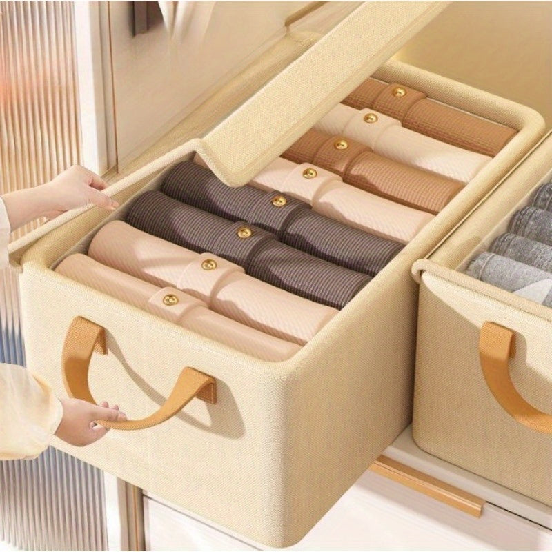 Foldable Fabric Storage Box with Side Handles, 47 x 28 x 20cm Size and Three Color Options