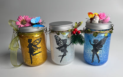 Fairy Mason Jar Lantern Craft Kit for Two Lights with Color-Changing LED Candles and Remote Control