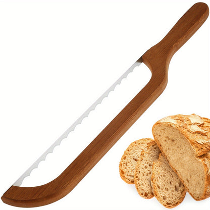 Serrated Bread Knife, 304 Stainless Steel Blade with Bamboo Handle, 15.7" Bread Slicer for Sourdough