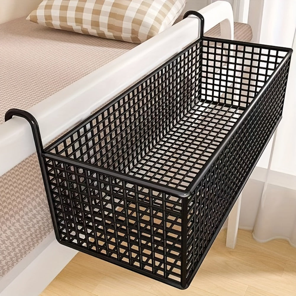 Over Door Hanging Basket Storage Rack - Woven Mesh Metal Organizer Shelf for Bedroom Dorm Wardrobe Closet