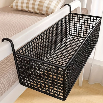 Over Door Hanging Basket Storage Rack - Woven Mesh Metal Organizer Shelf for Bedroom Dorm Wardrobe Closet