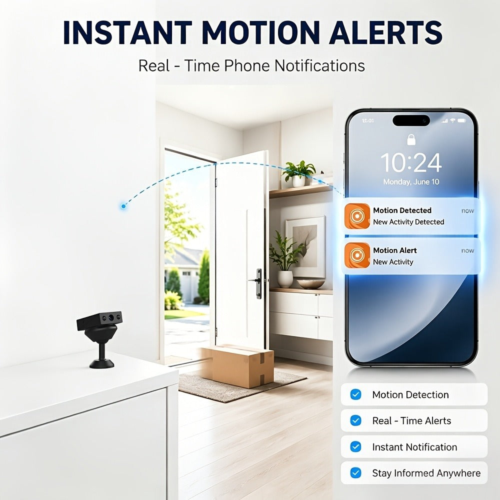 Mini Security Camera No WiFi No Internet Needed, Full HD 1080P Wireless Indoor Camera Built-In AP Hotspot