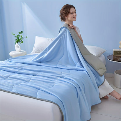 Summer Air Conditioning Blanket – Breathable Lightweight Knit Cooling Blanket for Hot Sleepers, Skin Friendly Solid Color Sweat Absorbent