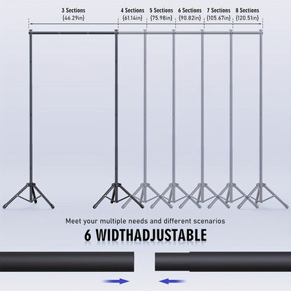Backdrop Stand 9 x 6.5-Foot Adjustable Tripod Frame with Interlocking Crossbars and Backdrop Clips