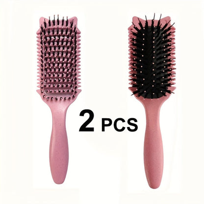 Detangling Brush for Curly Wavy Coily Hair 1 or 2 Pcs – Flexible Bristles Reduce Breakage & Frizz, Gentle Scalp Massage