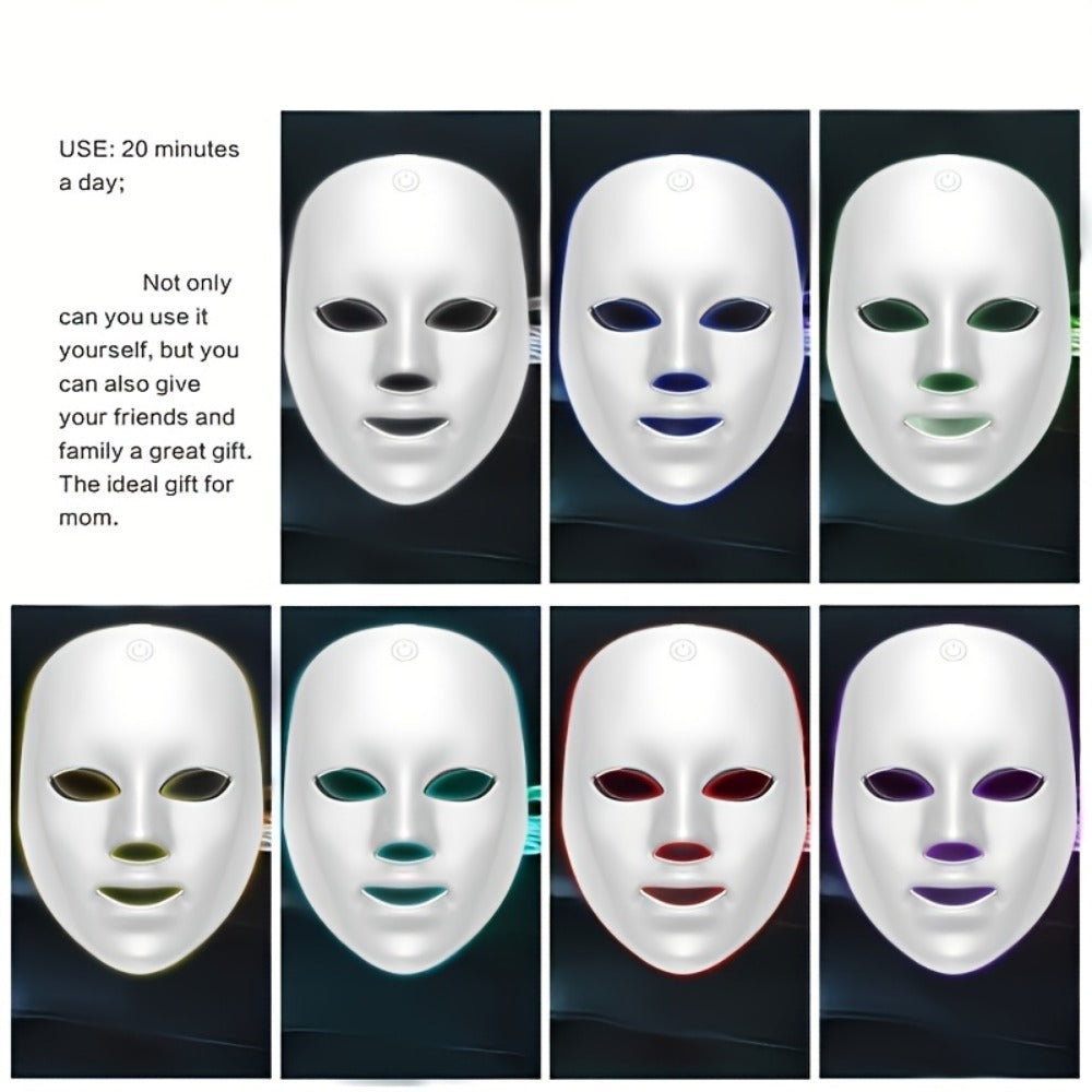 LED Light Therapy Face Mask 7 Color Photon Skin Rejuvenation - Acne Treatment Wrinkle for Bath Time, Home Spa and Personal Care