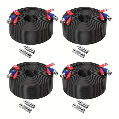CCTV BNC Cable 4-Pack 100ft 30M, ZOSI Video Power 2-in-1 Security Camera Cable with BNC Connector and DC Plug