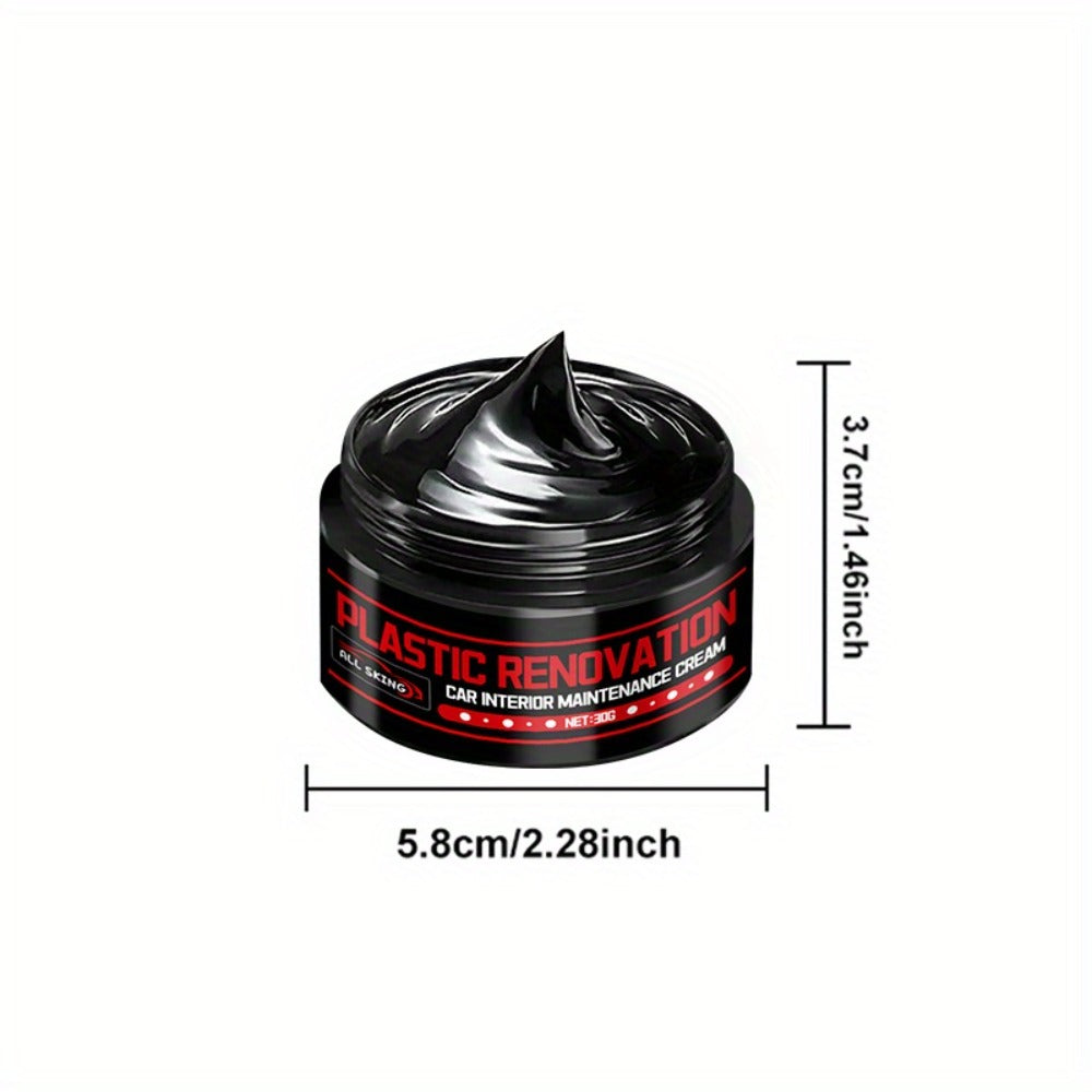 Car Plastic Restorer & Black Interior Trim Polish – Scratch Repair Paste, Anti-Aging Refurbishment Wax for Dashboard, Bumper