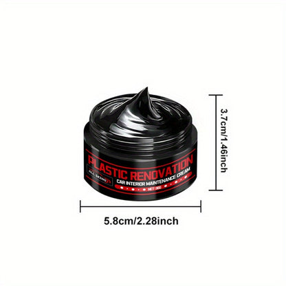 Car Plastic Restorer & Black Interior Trim Polish – Scratch Repair Paste, Anti-Aging Refurbishment Wax for Dashboard, Bumper