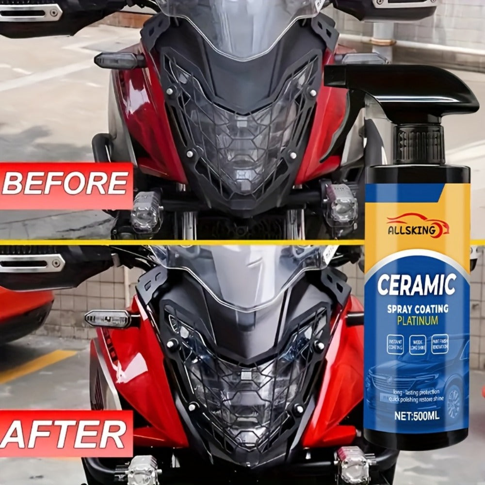 Ceramic Coating Spray for Cars – 3-in-1 Nano Polish, Scratch-Resistant Glossy Protective Layer, Compatible with All Paint Types