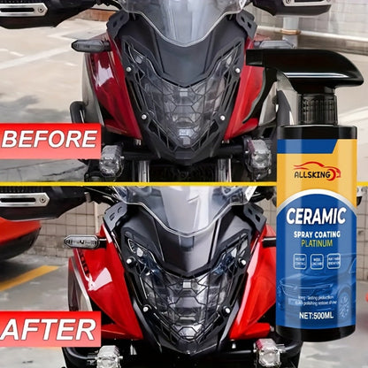 Ceramic Coating Spray for Cars – 3-in-1 Nano Polish, Scratch-Resistant Glossy Protective Layer, Compatible with All Paint Types