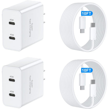 45W Samsung Super Fast Charger USB-C Dual Port Android Fast Charging Block with 10FT Long USB-C for an Everyday Personal Care Routine