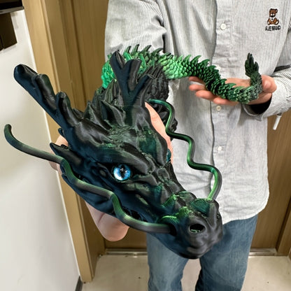 3D Printed Articulated Dragon Figurine 35.4" Giant Poseable Chinese Dragon Collectible Sculpture