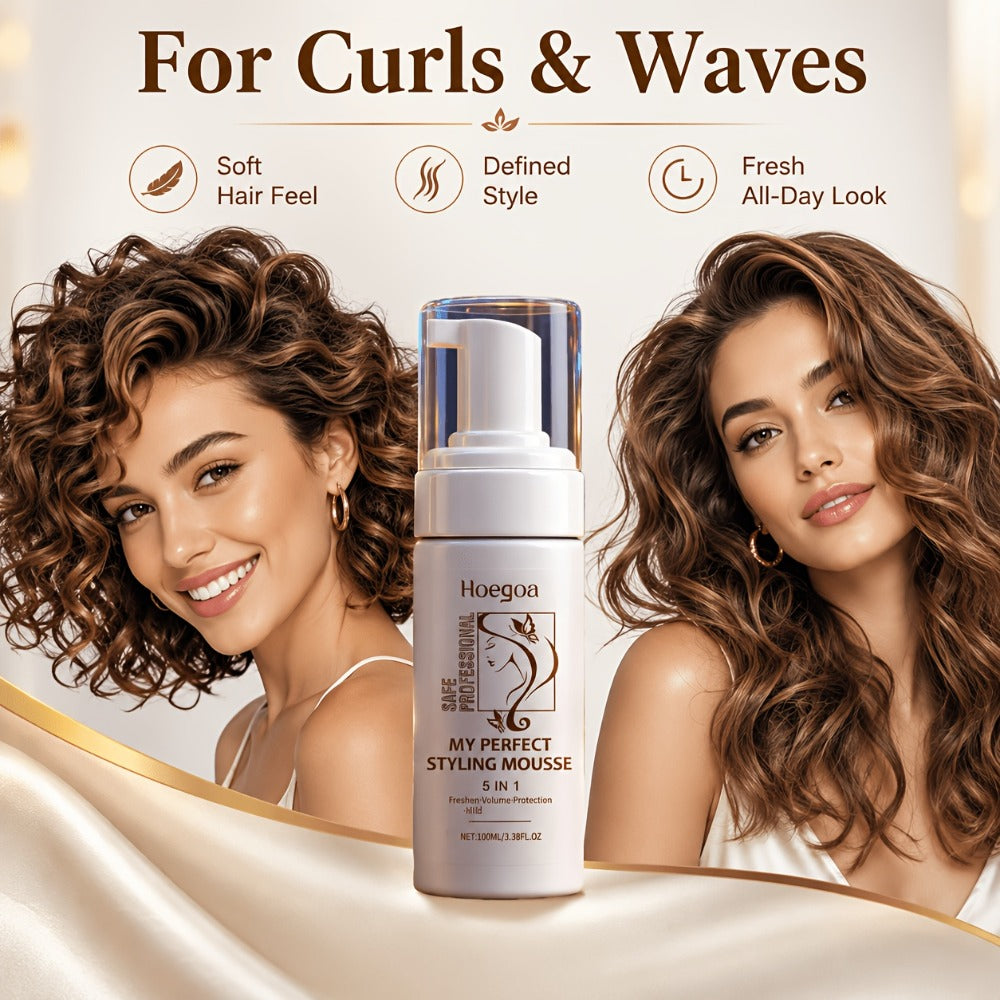 Hair Styling Mousse with Mint Extract & Hyaluronic Acid – Long-Lasting Flexible Hold, Moisturizing Mild Formula, Frizz Control