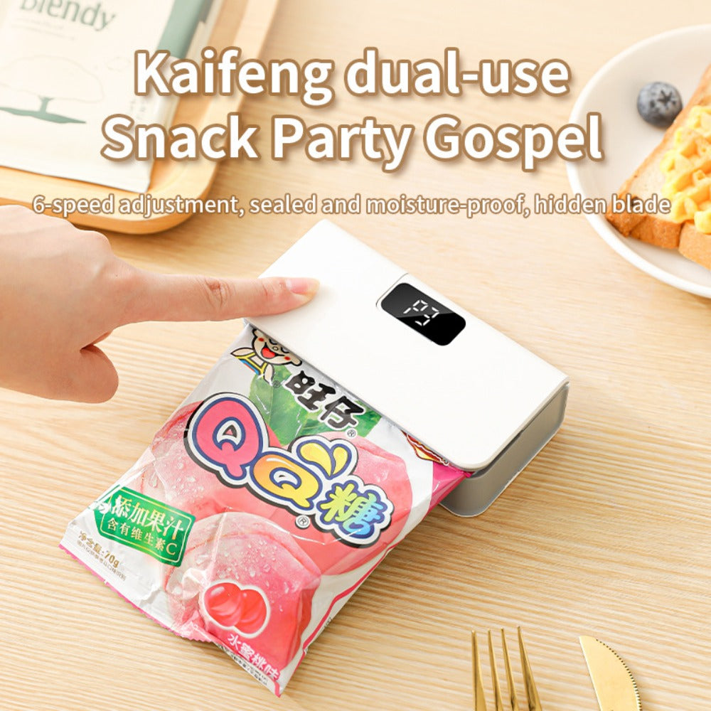 Portable Mini Bag Sealer USB Rechargeable, Handheld Food Sealer with Built-In Cutter for Fruits, Vegetables
