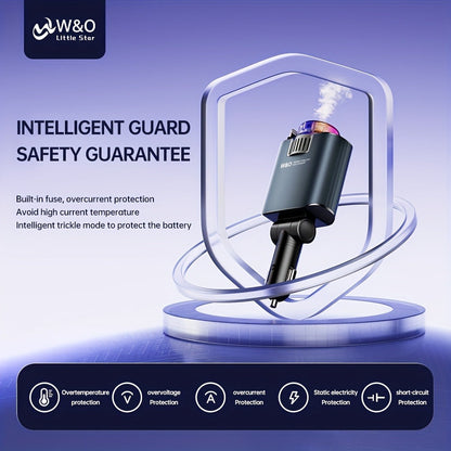 3-in-1 Car Charger, Air Freshener & Starry Sky Ceiling Light – Retractable Type-C & Lightning Cable, Aromatherapy Perfume