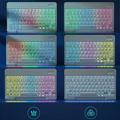 RGB Backlit Keyboard and Mouse Combo 7 Color LED, Ultra-Thin Scissor Keys Quiet Wired Set for PC Desktop Laptop