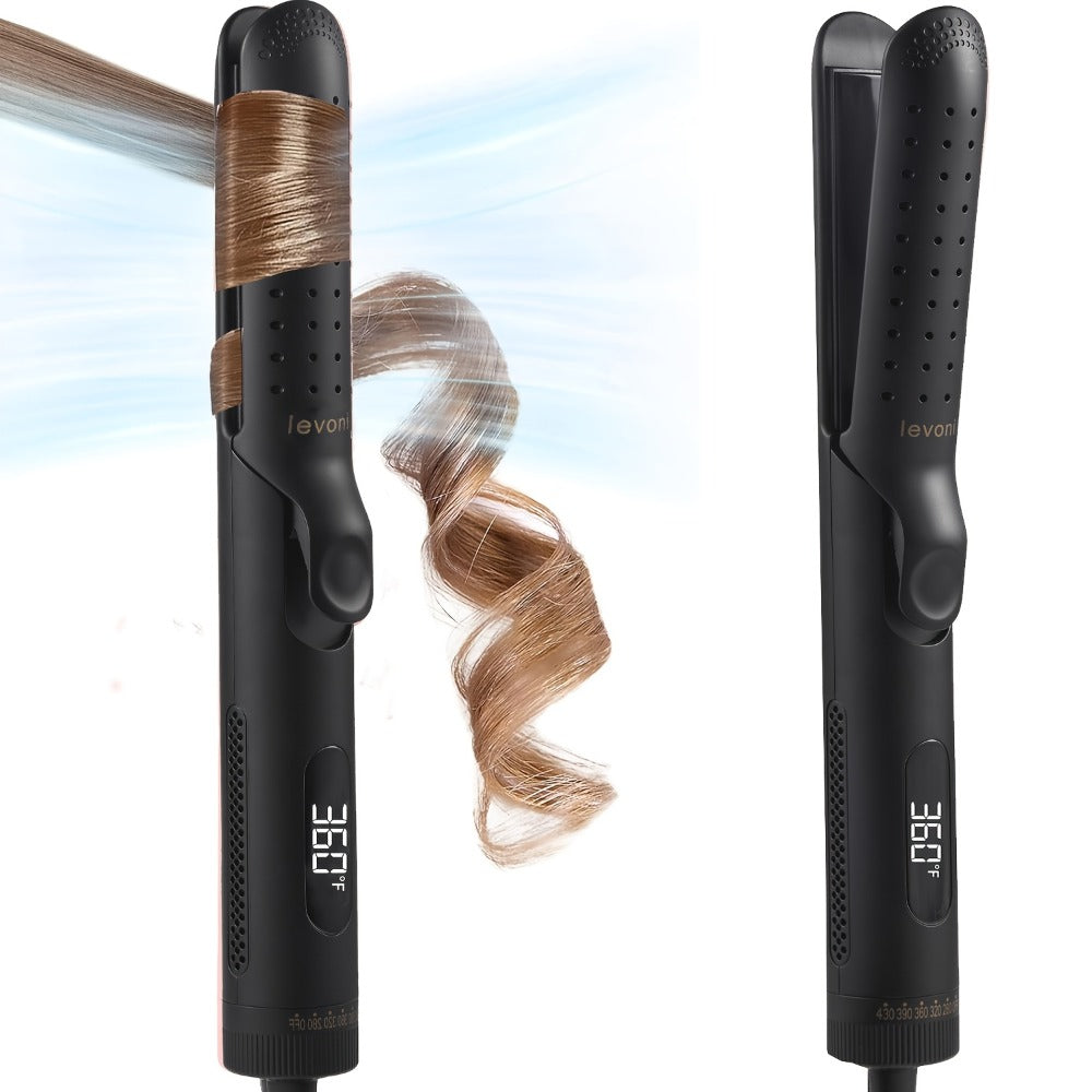 2-in-1 Curling Iron & Hair Straightener 360° Adjustable 5-Level Hot Cold Air Dual Voltage, for Home, Travel and Salon Hair Styling