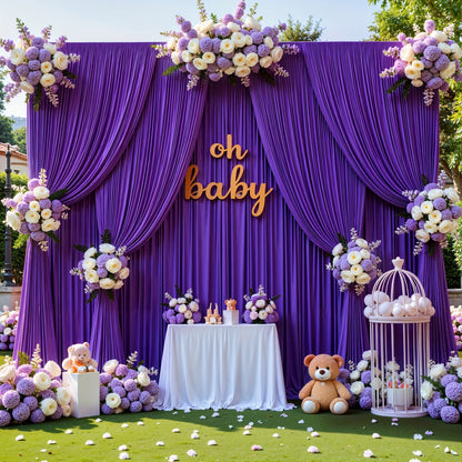Photography Backdrop 4-Pack 5x10ft Polyester Spandex Background Cloth | Wrinkle-Resistant, Soft & Smooth with Pole Pockets | Wedding
