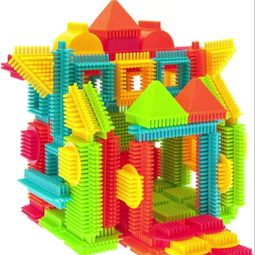 Hedgehog Bristle Blocks for Toddlers 150PCS, Interlocking Brush Building Set, Sensory STEM Learning Toy for Kids Ages 2 3 4 5