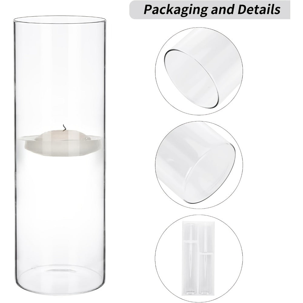 Clear Cylinder Glass Vases Set Wedding Centerpieces Home Decor for Entryways, Bedrooms and Living Spaces
