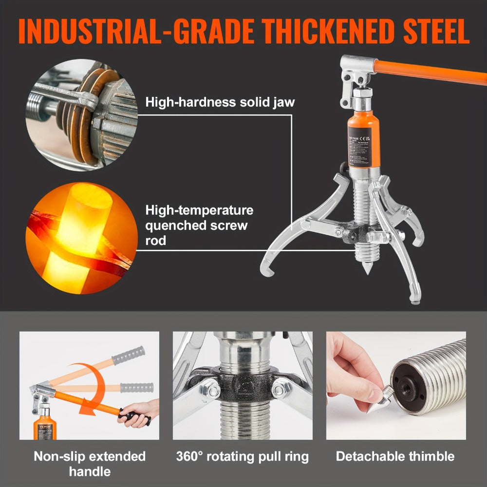 Hydraulic Gear Puller 5 Ton – 2/3 Jaw Wheel Bearing Puller & Hub Separator, 8" Jaw Capacity, Vertical & Horizontal Use