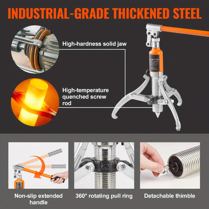 Hydraulic Gear Puller 5 Ton – 2/3 Jaw Wheel Bearing Puller & Hub Separator, 8" Jaw Capacity, Vertical & Horizontal Use