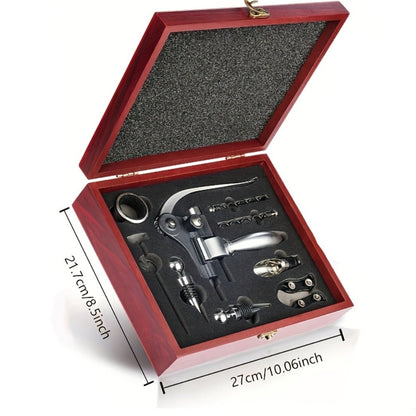 Wine Opener Kit 10pcs Stainless Steel Bottle Opener Gift Set with Wood Case – Beer Wine Accessories Bar Tool Set for Men Women Valentine's