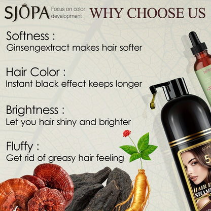 Glycerin Hair Color Shampoo Gift Set with Rosemary Oil, 5-in-1 Color & Care Formula 16.91oz, Gentle Non-Irritating Gray Coverage
