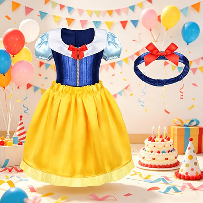 Girls Princess Dress Up Costume Set 14pcs, 5 Role Play Outfits with Crowns, Earrings & Storage Box