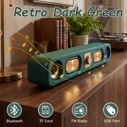 Retro Wood Grain Bluetooth Speaker Dual 2-Inch Woofers 10W Wireless Desktop Soundbar TF AUX for an Everyday Personal Care Routine
