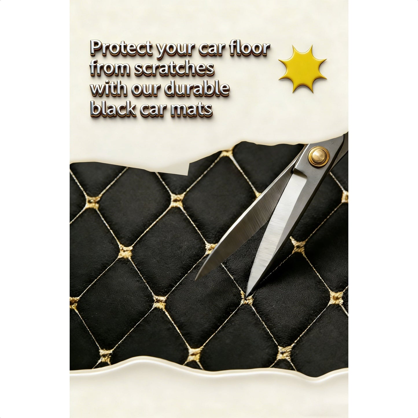 Quilted PU Car Floor Mats, Five-Piece Front and Rear Set in Red, Beige or Brown Color Options