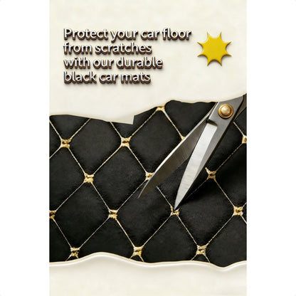 Quilted PU Car Floor Mats, Five-Piece Front and Rear Set in Red, Beige or Brown Color Options