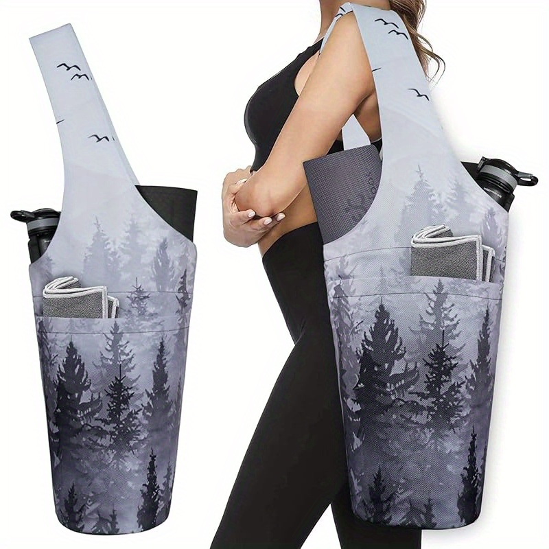 Yoga Mat Tote Bag 37”×15.5” – Large Shoulder Carrier with Dual Pockets for Yoga Mat, Block, Strap & Accessories, Fits Most Mat Sizes